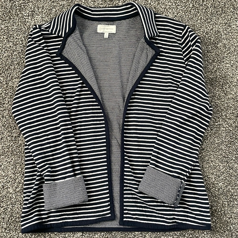Women’s Navy Blue Stripe Cardigan- Very Soft!